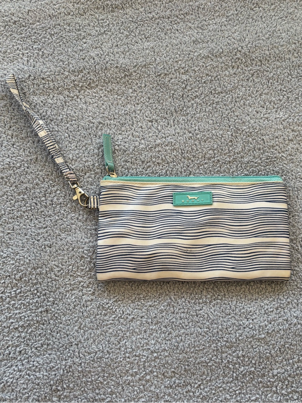 Scout Striped Wristlet Clutch ywith Mint Trim